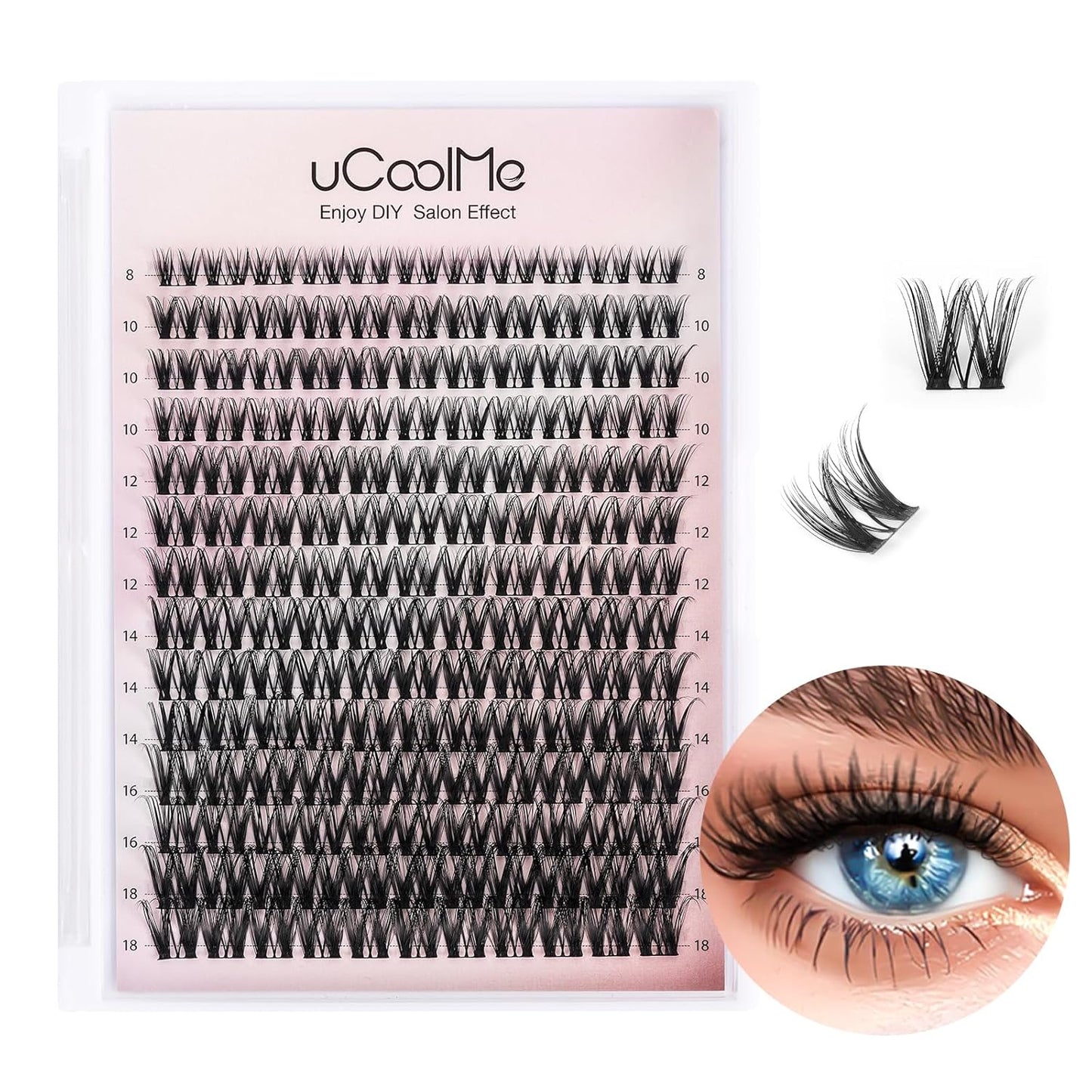 Fairy Lash Clusters 8-18Mm Manga Eyelash Clusters C Curl - Widespan DIY Eyelash Extensions Wet-Look Spiky Anime Lashes Individual Fake Eyelashes Clusters with 0.05Mm Ultra-Thin Invisible Lash Band