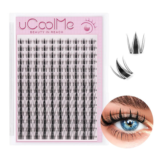 Fairy Lash Clusters 8-18Mm Manga Eyelash Clusters C Curl - Widespan DIY Eyelash Extensions Wet-Look Spiky Anime Lashes Individual Fake Eyelashes Clusters with 0.05Mm Ultra-Thin Invisible Lash Band