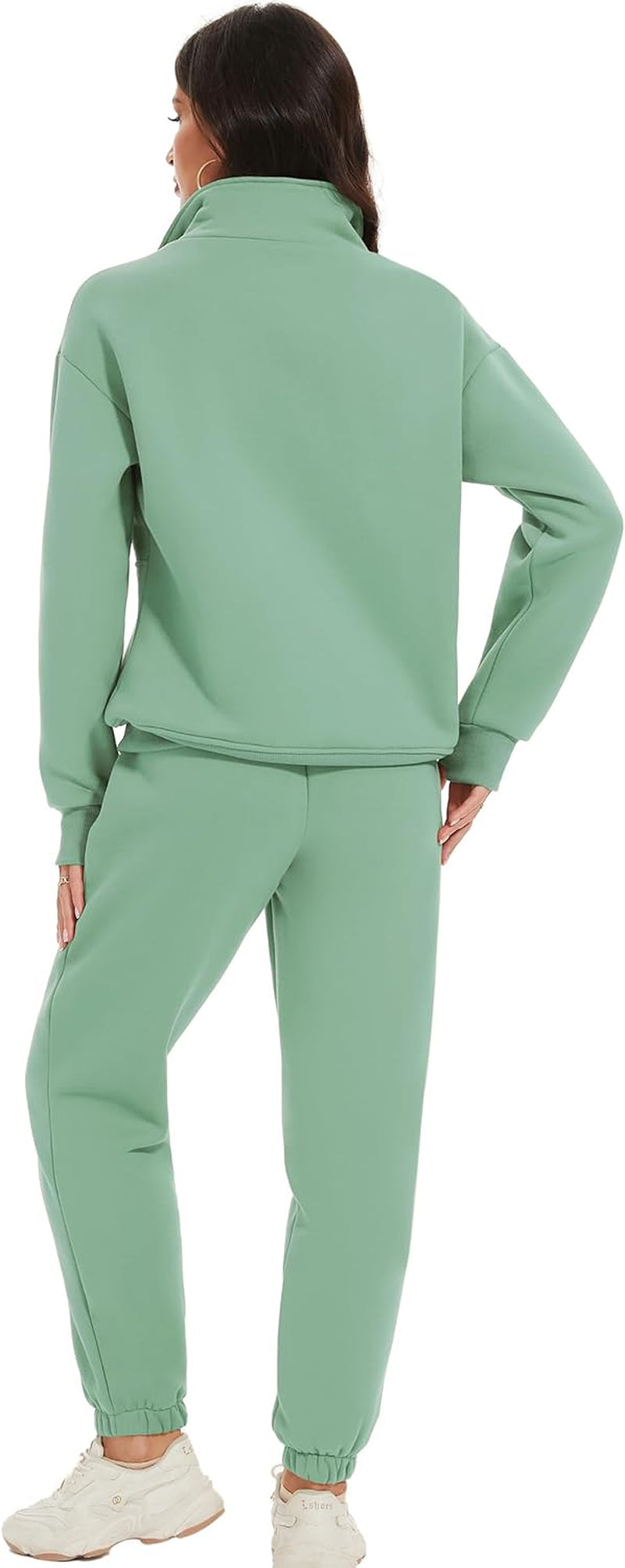 Women'S Fleece Two Piece Tracksuit: Half Zip Sweatshirt & Jogger Pant Set