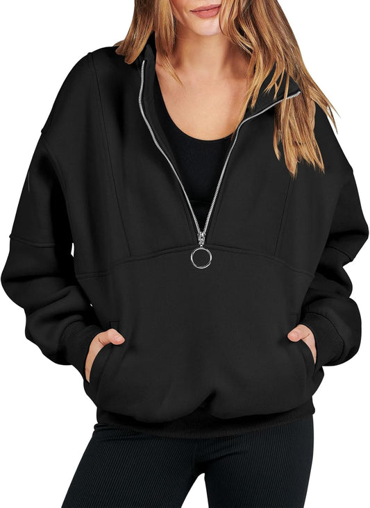 Women'S Oversized Half Zip Fleece Sweatshirts 