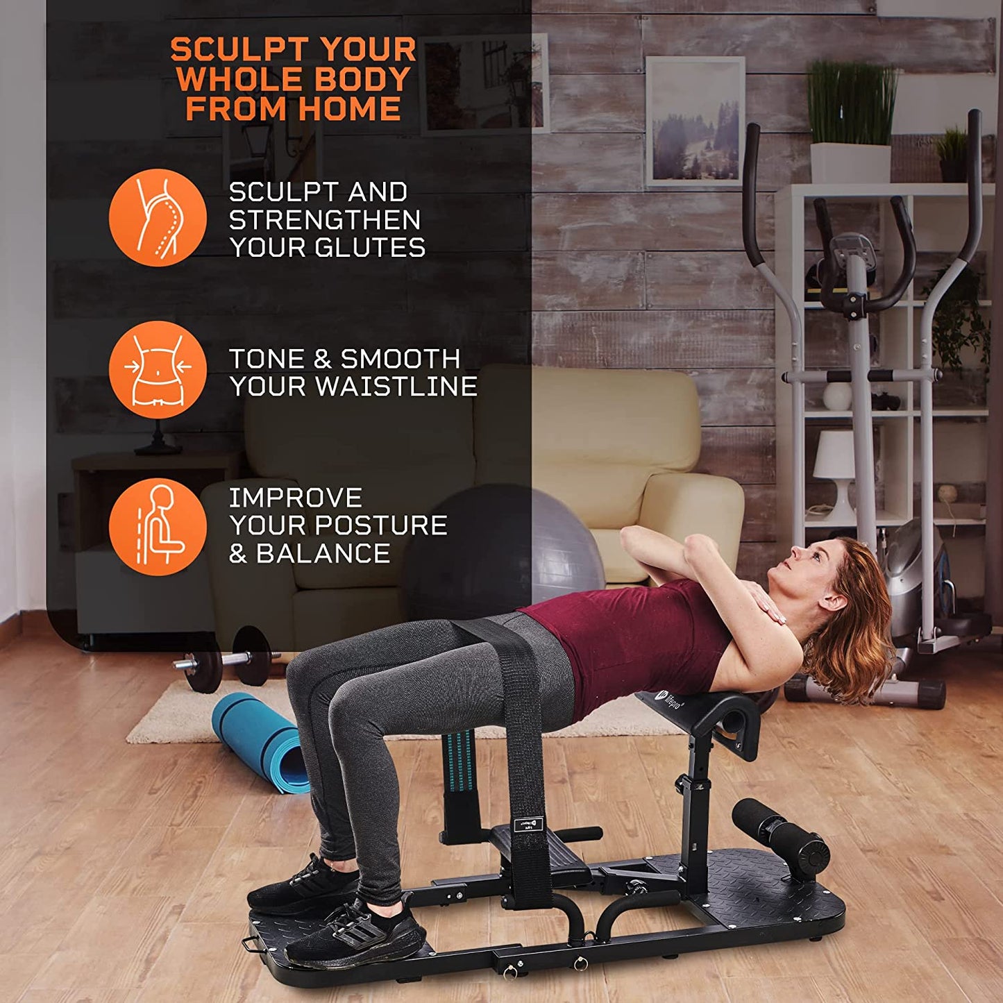 Gluteblast Hip Thrust Machine - Premium Squat & Glute Machine Workout Equipment for at Home Gym 