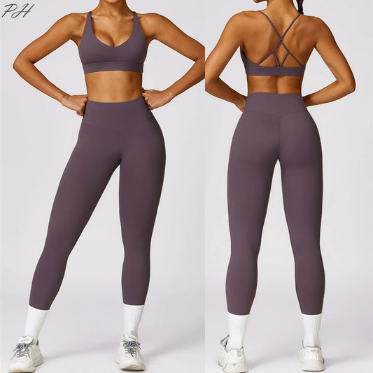 2Pcs Sexy Sport Bra High Waist Leggings