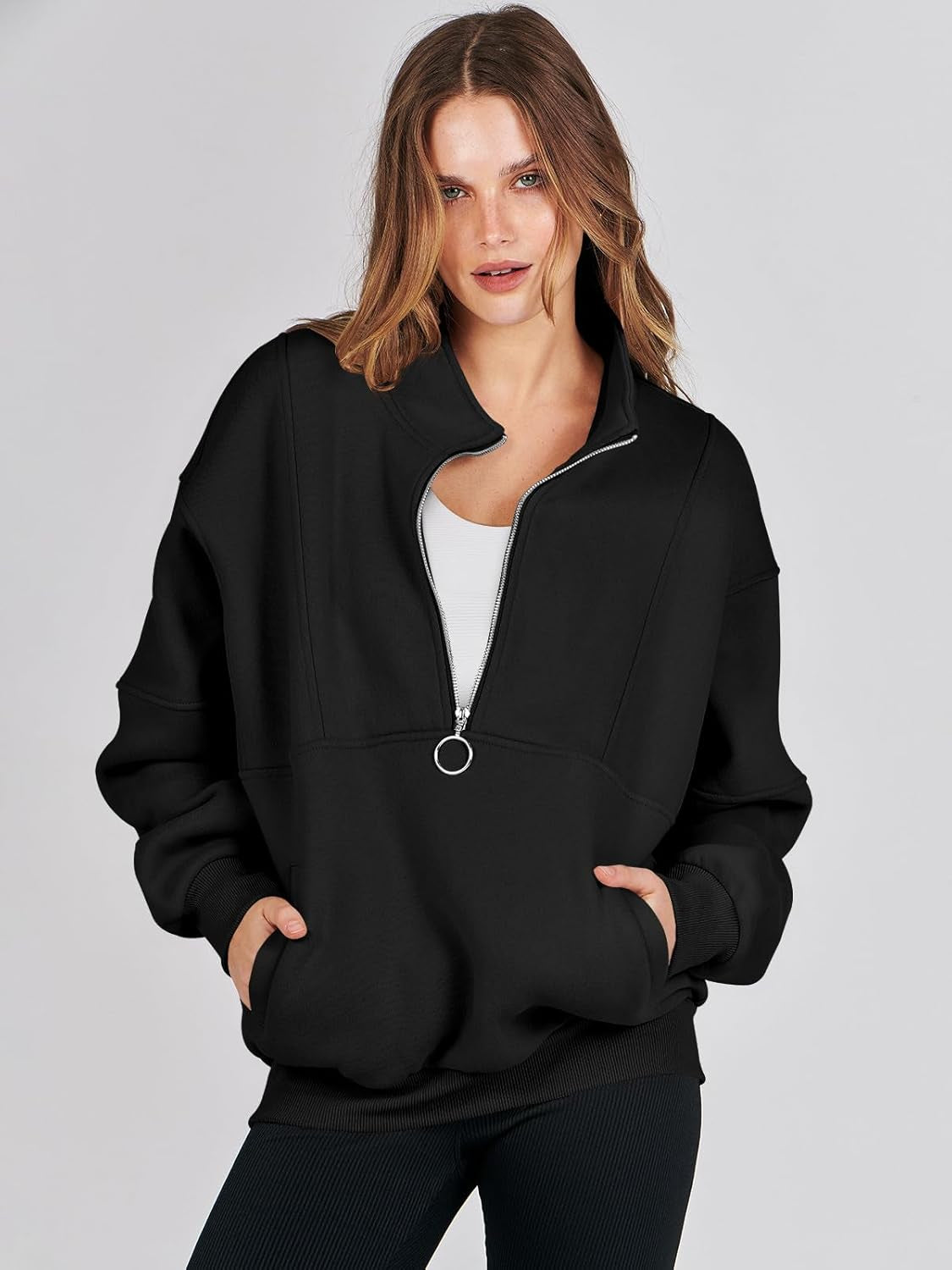 Women'S Oversized Half Zip Fleece Sweatshirts 