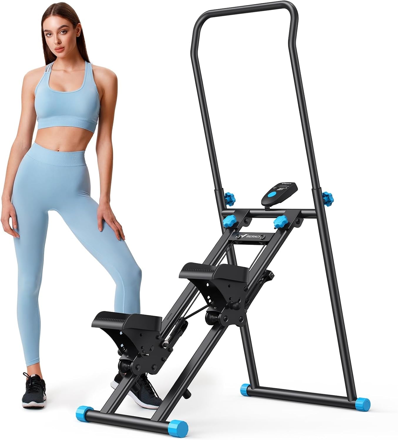 Home Gym Vertical Climber with New Compact Folding Stair Stepper with Extended Step Range