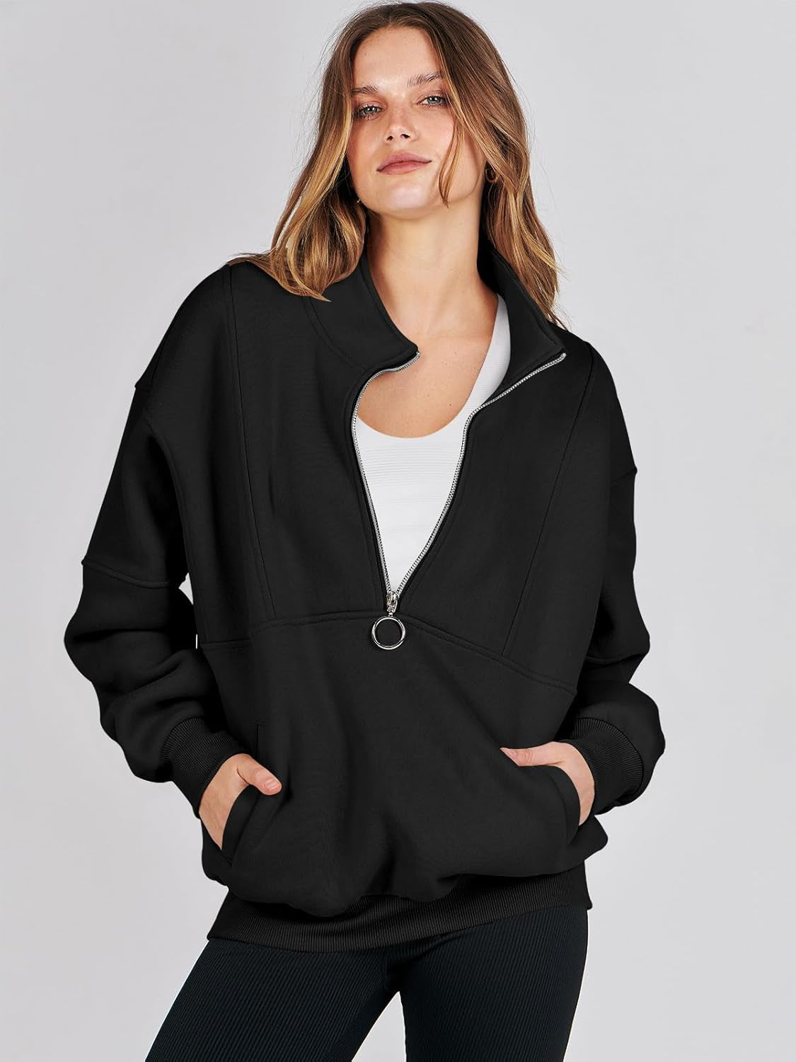 Women'S Oversized Half Zip Fleece Sweatshirts 