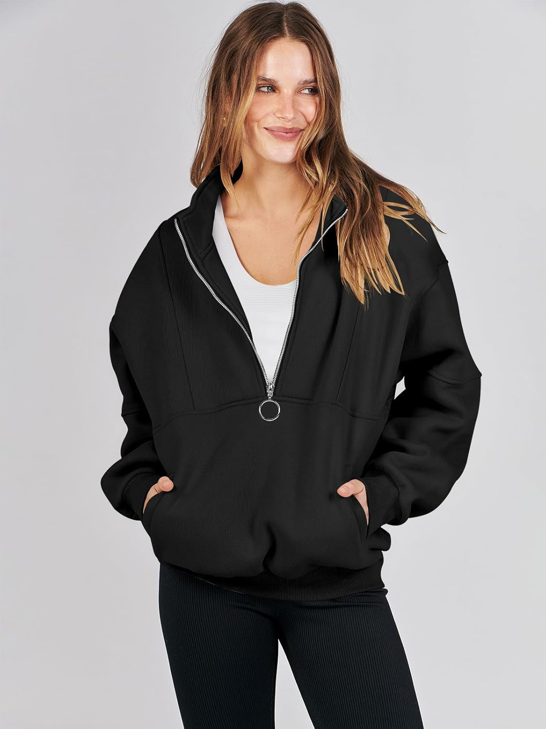 Women'S Oversized Half Zip Fleece Sweatshirts 