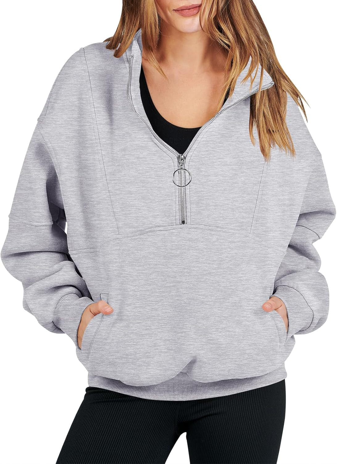 Women'S Oversized Half Zip Fleece Sweatshirts 