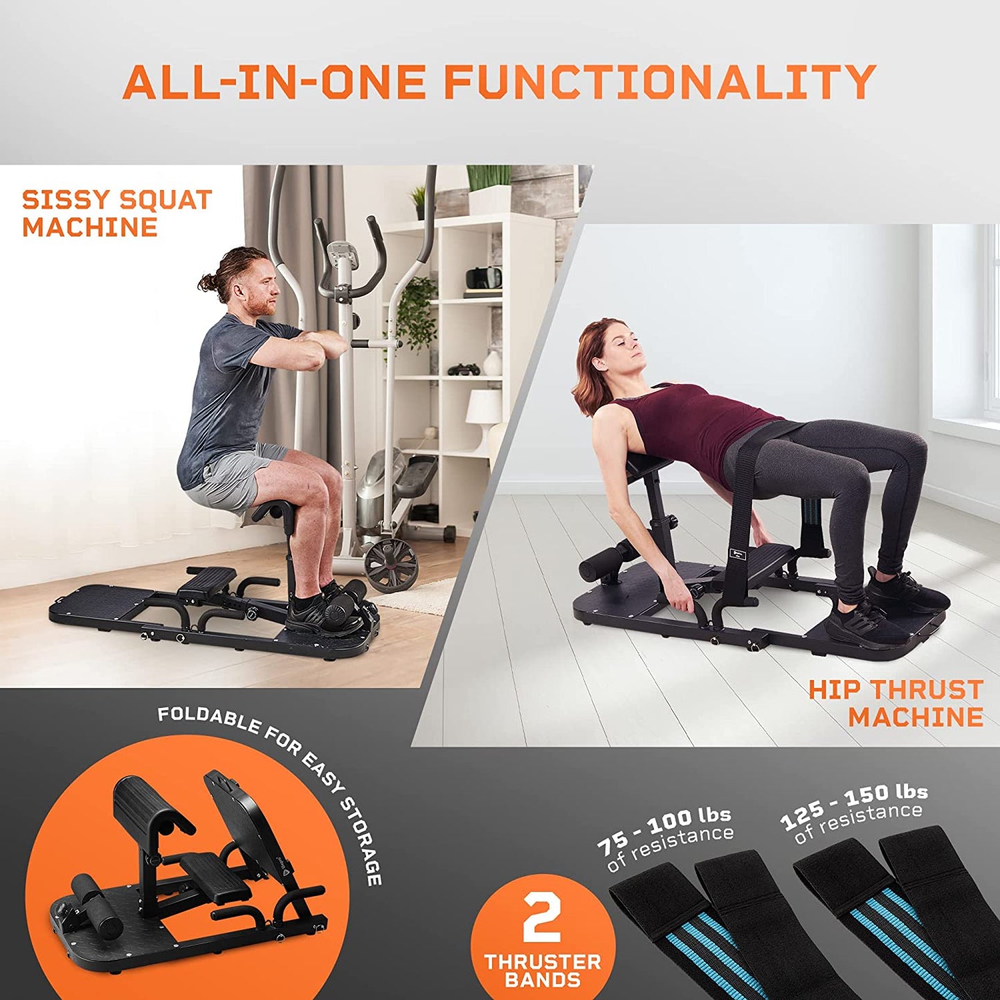 Gluteblast Hip Thrust Machine - Premium Squat & Glute Machine Workout Equipment for at Home Gym 