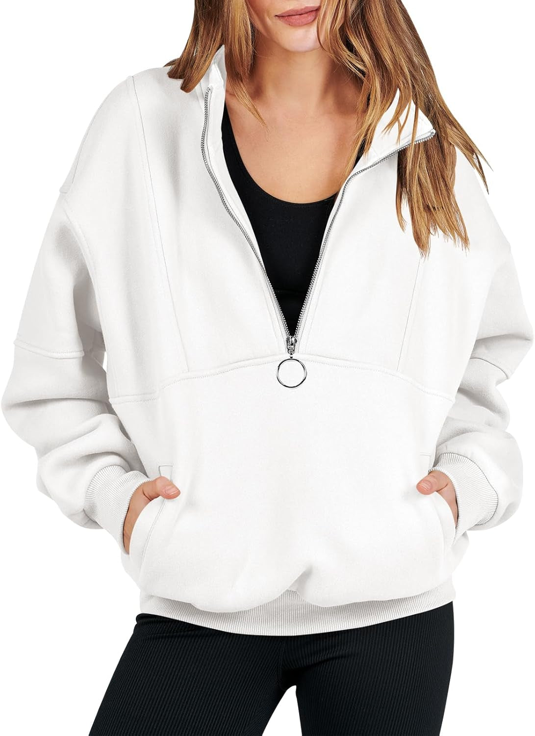 Women'S Oversized Half Zip Fleece Sweatshirts 