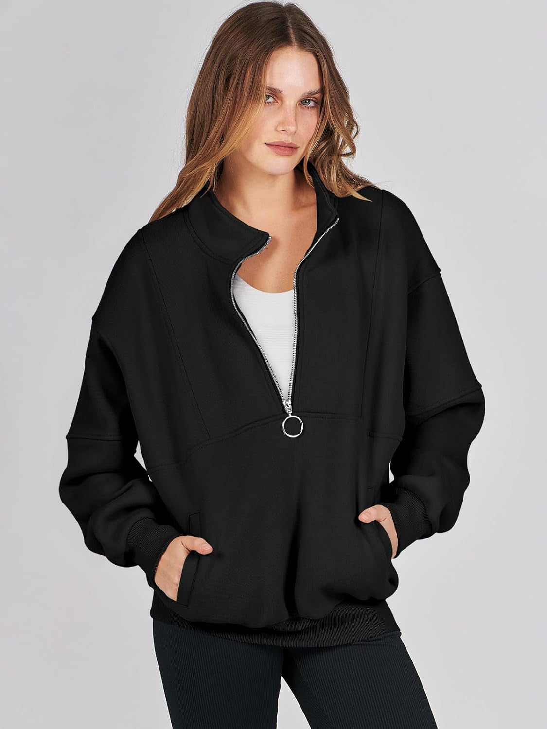 Women'S Oversized Half Zip Fleece Sweatshirts 